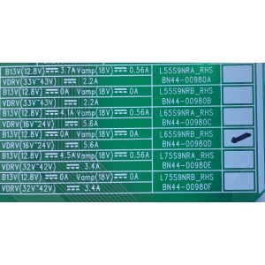 LED DRIVER PARA TV SAMSUNG / NUMERO DE PARTE BN44-00980D / L65S9NRB_RHS / BN4400980D / AM5RM750668 / DISPLAY BN9-48138A / LSF650FF11-P01 / MODELO QN65Q90RAFXZA FA02	